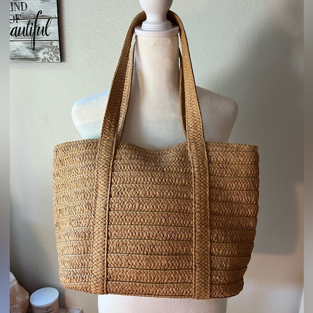 Draper James Tan Woven Tote Bag